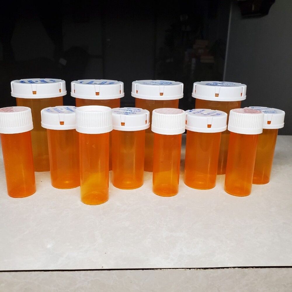 lot of 12 Empty Pill Bottles Rx Prescription For Storage or Crafts Assorted Size